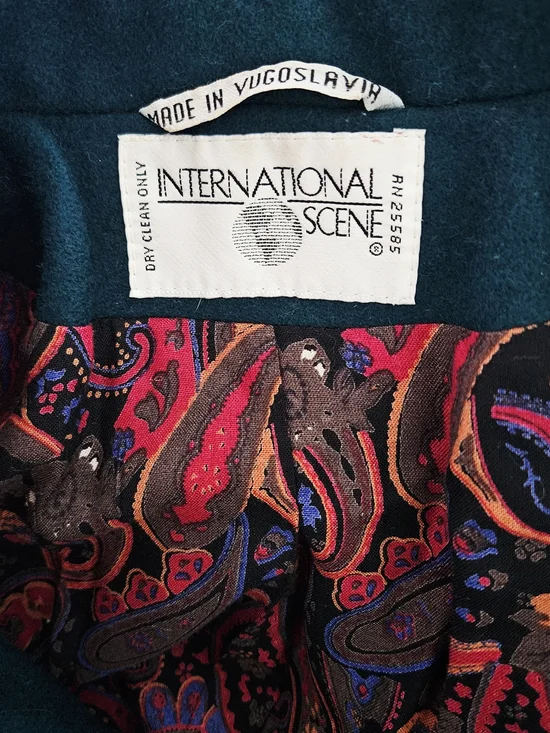 Vintage Double-Breasted Forest Green Wool Blend Peacoat Size 8 - Picture 8 of 9